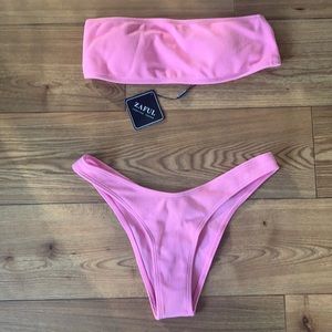 Pink Tube Top Bikini Set